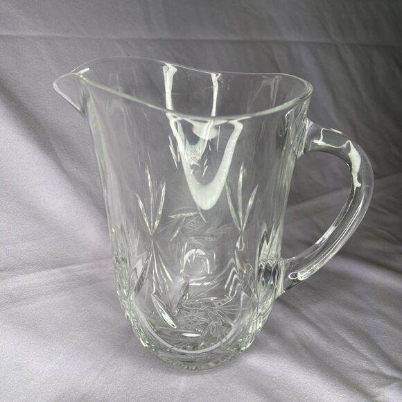 BOHEMIA CZECH REPUBLIC HEAVY 24% HAND CUT CLEAR CRYSTAL PITCHER JUG 7.5"T RARE! - Picture 1 of 4